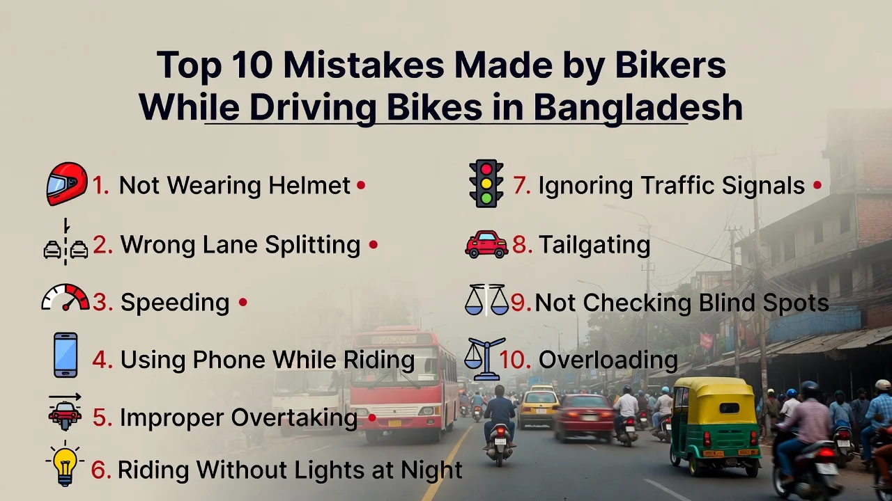 Top 10 Mistakes Made by Bikers While Driving Bikes in Bangladesh
