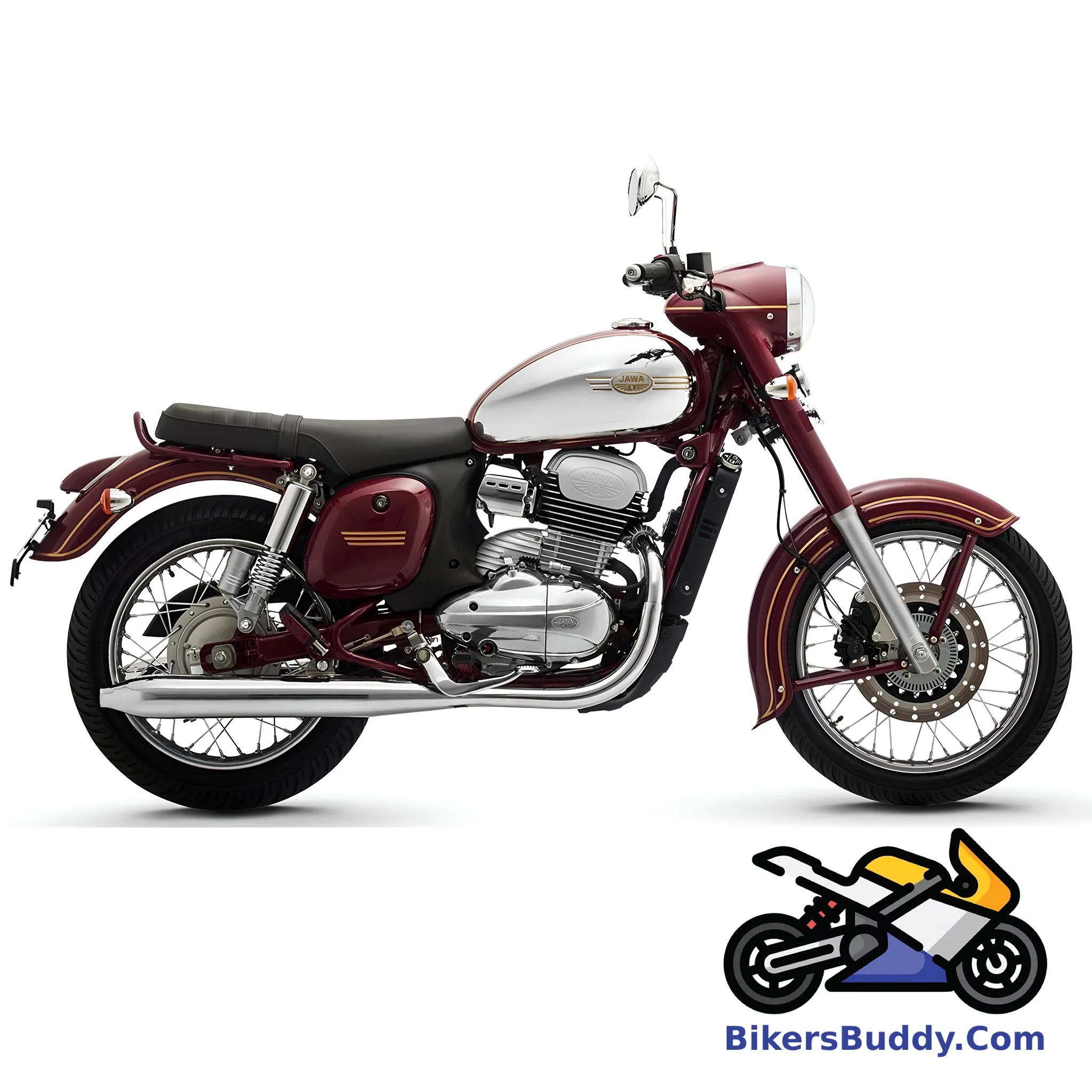dual-tone maroon and silver color JAWA 300